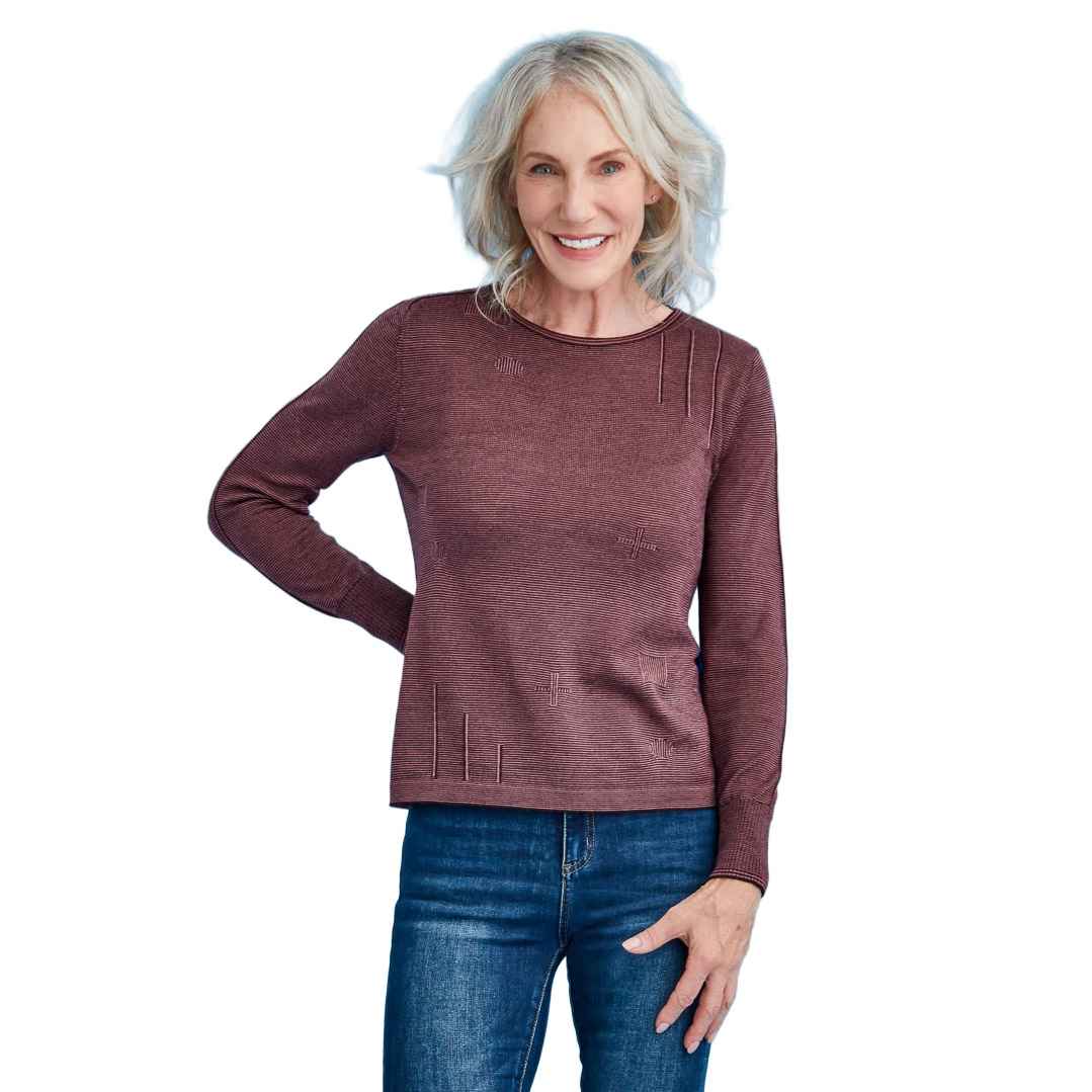 Royal Merino Crew Neck Fine Stripe Jumper